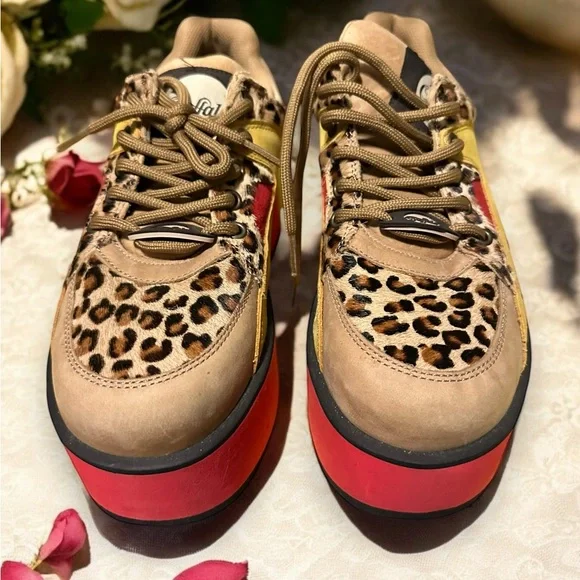 Excellent condition Buffalo London platform sneakers tower 9 red leopard 40 - Picture 7 of 11